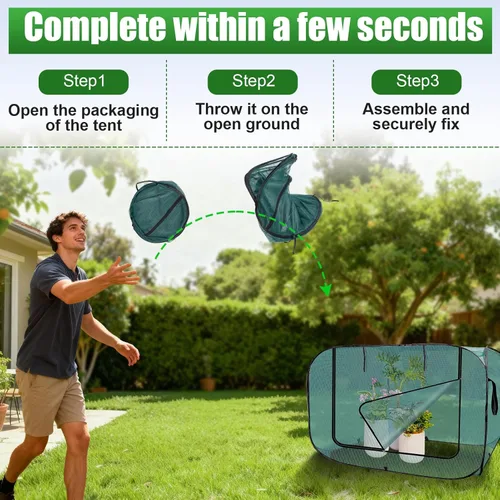 Miniatura 5 de RGQSUN 1 cubierta de malla de jardín desplegable de 39 x 39 x 19 pulgadas, cubierta grande para protección de plagas, cubierta de red de jardinería