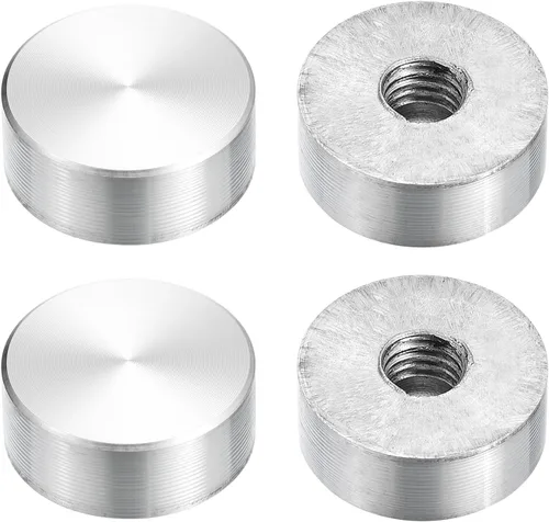 Miniatura 18 de uxcell M6 Rosca 0.787 in de diámetro de forma redonda de aluminio disco hardware 1pcs, aluminio círculo disco vidrio adaptador superior para mesa