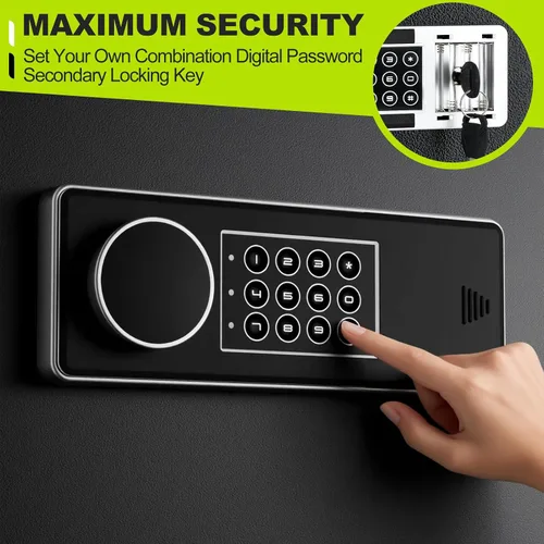 Miniatura 4 de Caja de seguridad digital grande de 3.4 pies cúbicos para el hogar, 19.7 pulgadas de alto con bolsa de documentos ignífuga, alarma, llaves