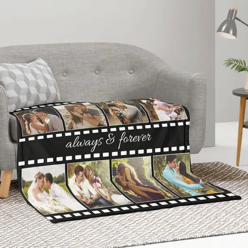 Miniatura 5 de Mantas personalizadas con fotos, regalos personalizados para parejas, manta con fotos personalizada, regalos para siempre y para siempre, regalo