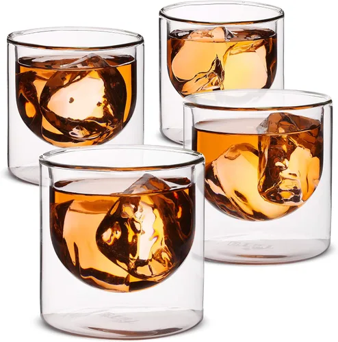 Miniatura 9 de BTaT - Copas de vino sin tallo de doble pared, 12 onzas, juego de 4, vaso de vino estándar con borde liso para bebidas frías y calientes, regalos