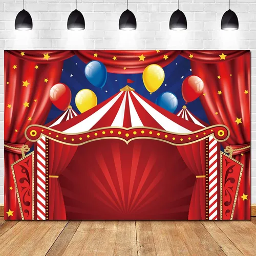 Miniatura 5 de Telón de fondo de carpa de circo roja Big Top temática de carnaval fiesta de cumpleaños fondo de fotografía para recién nacidos baby shower cabinas
