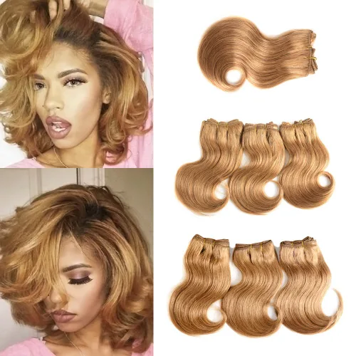 Miniatura 8 de VIOLET Cabello 8 Pulgadas Brasileño Rizado Profundo Tejido Cabello Corto Humano 6 Paquetes Con Cierre 100% Extensiones de Cabello Humano Sin