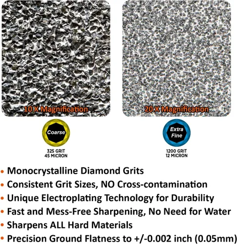 Miniatura 3 de SHARPAL 162N Piedra de Afilar de Diamante de Doble Cara Piedra de Agua Afilador de Cuchillos Grano Grueso 325 / Extra Fino 1200 Estuche