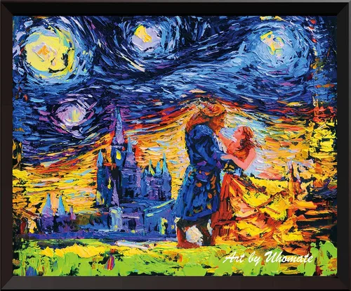 Uhomate Vincent Van Gogh - Pósteres de noche estrellada de La Bella y la Bestia, lienzo inspirado en arte de pared, regalo para bebé, decoración de