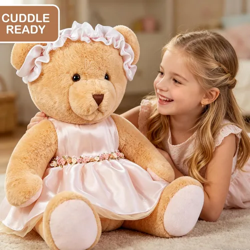 Miniatura 2 de Oso de peluche grande con ropa, juguete de peluche grande de 27 pulgadas con vestido, regalo gigante suave para bebés, niños, niñas, novia