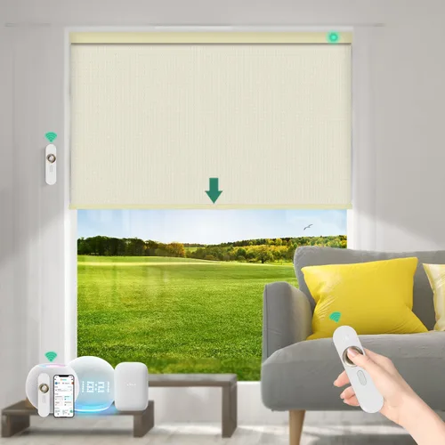 Miniatura 18 de Persianas motorizadas con control remoto [motor 100% opacas y silencioso] Persianas inteligentes compatibles con Alexa Google HomeKit, persianas