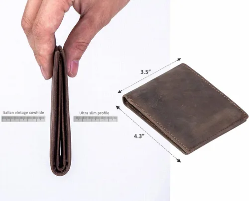 Miniatura 4 de Lositto Cartera de cuero de grano superior con bloqueo RFID para hombres, excelente como plegable de viaje
