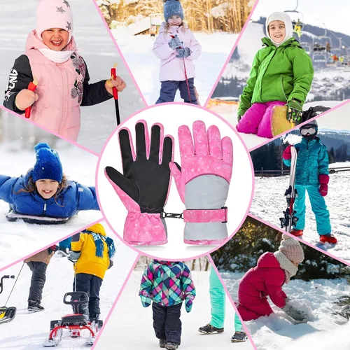 Miniatura 7 de Guantes de invierno impermeables para niños, guantes de esquí de nieve para niñas, guantes de snowboard cálidos para niños