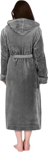 Miniatura 2 de NY Threads - Bata de baño de vellón con capucha para mujer, larga y afelpada