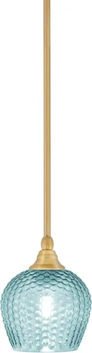 Miniatura 234 de Toltec Lighting Tallo Colgado Mini colgante, acabado de cobre negro, 3.5" cuadrado humo burbuja vidrio