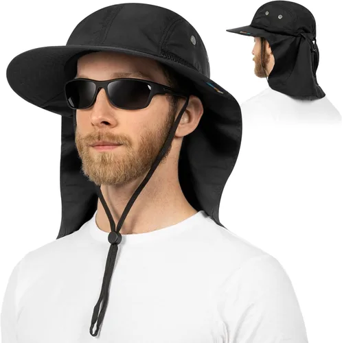 Miniatura 2 de SUN CUBE UPF50+ Sombrero de sol para hombres y mujeres con solapa para el cuello, ala ancha, protección UV, sombrero de safari para pesca