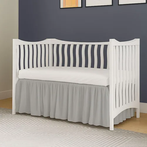 Miniatura 5 de Tamaño matrimonial, color blanco liso, falda de cama con volantes con esquinas divididas, falda de cama de 15 pulgadas, 100% algodón poli, 400