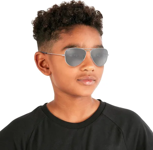 Miniatura 7 de Ray-Ban Junior Rj9506s - Gafas de sol de aviador de metal para niños Plata/Gris Espejo Plata