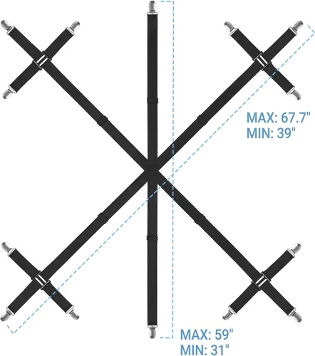 Miniatura 6 de Mkono Correas de cama ajustables para sábanas que mantienen las sábanas firmes y apretadas en 6 direcciones cruzadas con 14 clips, tirantes