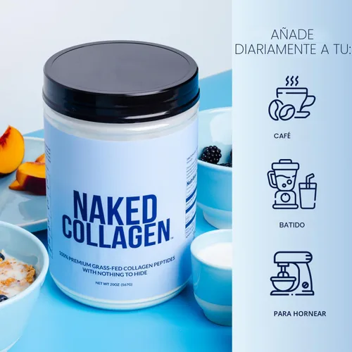 Miniatura 6 de Naked Collagen - Proteína en polvo de péptidos de colágeno, 60 porciones criadas en pasto, suplemento de colágeno hidrolizado alimentado con pasto