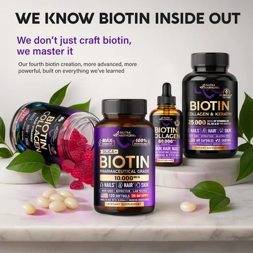 Miniatura 9 de Biotina 10000mcg con silicio – Suplemento de biotina de grado farmacéutico para mujeres – Apoyo al crecimiento del cabello, piel y uñas – Máxima
