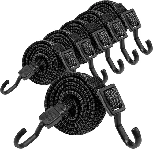 Miniatura 7 de Cuerdas Elásticas con Ganchos de Alta Resistencia, Cuerdas Elásticas Planas Ajustables con Ganchos de 32 Pulgadas, Correas Elásticas de Goma Negras