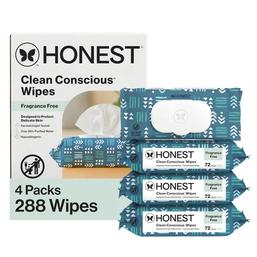 Miniatura 14 de The Honest Company - Toallitas limpiadoras para bebé con 99% de agua, respetuosas con el medioambiente, a base de plantas, hipoalergénicas