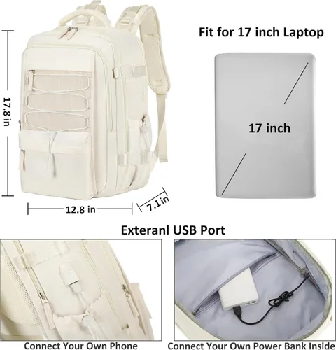 Miniatura 6 de AO ALI VICTORY Mochila de viaje para mujeres y hombres, mochilas para laptop con puerto USB, mochila de equipaje de mano, mochilas grandes