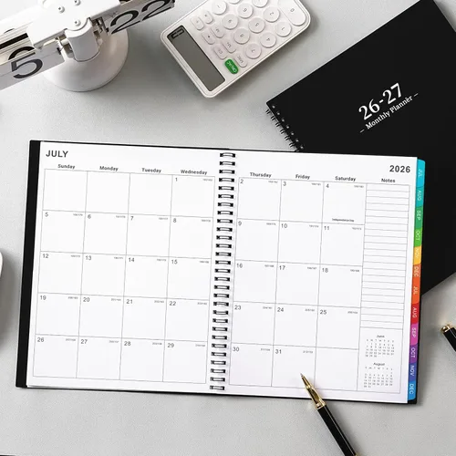 Miniatura 8 de Planificador Mensual 2026 – Planificador/Calendario 2026, enero de 2026 a diciembre de 2026, Planificadores mensuales con pestañas coloridas