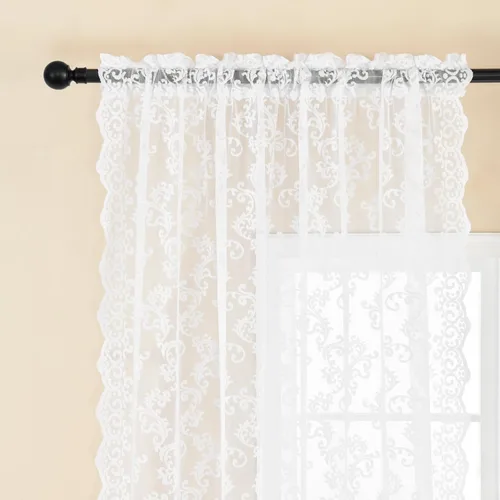 Miniatura 4 de Cortinas de encaje transparentes FOLKSIDE de 72 pulgadas de largo, juego de 2 cortinas florales victorianas de paisley para sala de estar, recámara