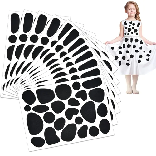 12 hojas de círculos de fieltro adhesivos negros autoadhesivos, almohadillas de fieltro irregulares estilo perro irregular, 288 piezas de