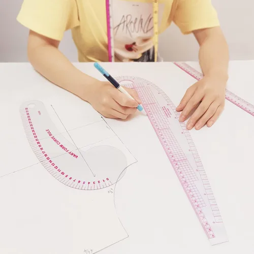 Miniatura 4 de HLZC Regla curva francesa para hacer patrones, juego de reglas de costura transparentes de 15 piezas para principiantes y diseñadores de sastres