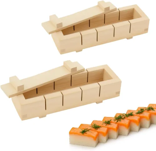Miniatura 6 de JapanBargain, Molde rectangular de madera para hacer sushi Oshizushi, molde para arroz, 7 x 4 pulgadas, 1 paquete