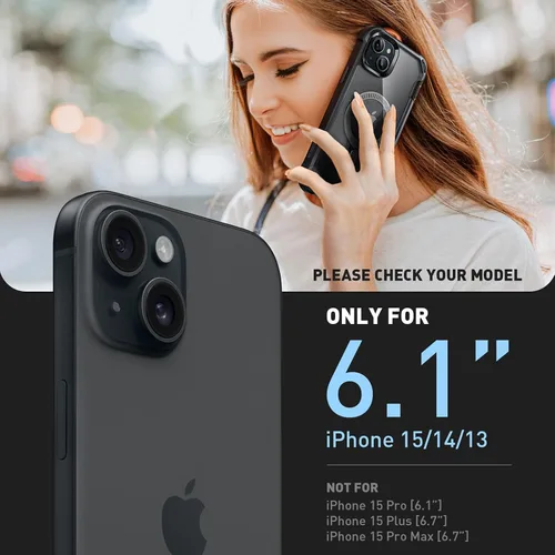 Miniatura 2 de i-Blason AresMag - Funda protectora transparente para iPhone 15/14/13 de 6.1 pulgadas, compatible con MagSafe, a prueba de golpes, con protector