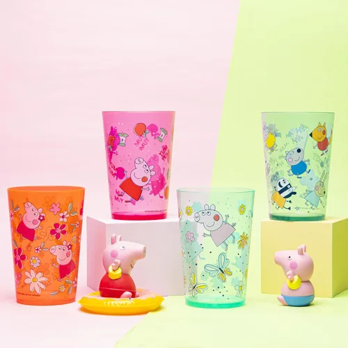 Miniatura 3 de Zak Designs Peppa Pig - Juego de vasos anidables para el hogar, vasos de plástico sin BPA de 14.5 onzas, paquete de 4