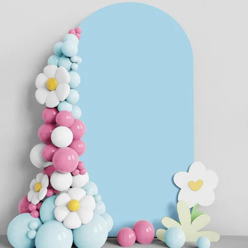 Miniatura 23 de Asee'm Cubierta de arco de boda de 6 pies, color beige, ajustada, cubierta de elastano ajustable de 2 caras, cubierta de fondo para decoración