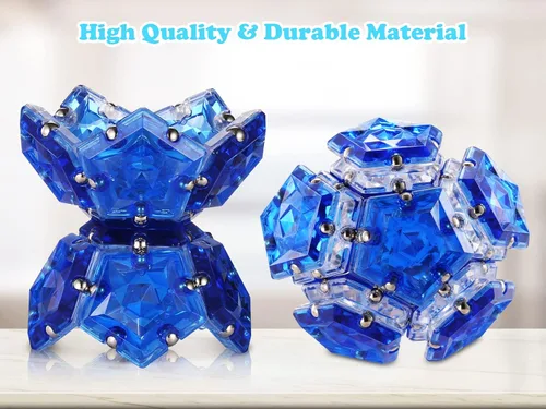 Miniatura 4 de RoomyRoc Esferas Magnéticas Antiestrés con Imanes - Cristal Diamante Azul - Juguetes Magnéticos Antiestrés - Juego de 12 Piezas - Creatividad Más