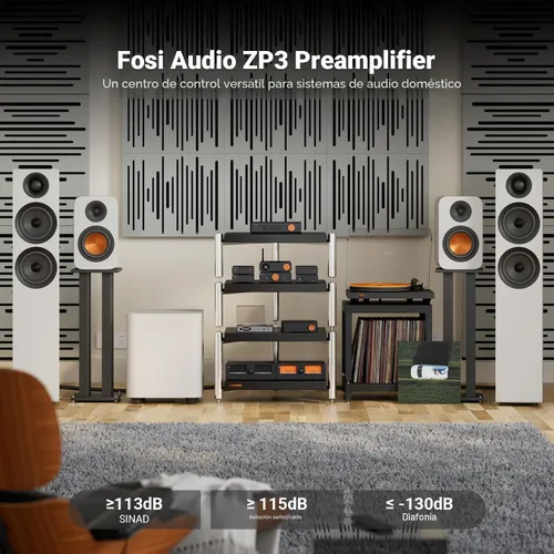 Miniatura 2 de Fosi Audio ZP3 Preamplificador Balanceado para Audio Doméstico, 2 Entradas RCA y 1 XLR, Salidas RCA/XLR y Sub-Out, Preamplificador para Estéreo de 2