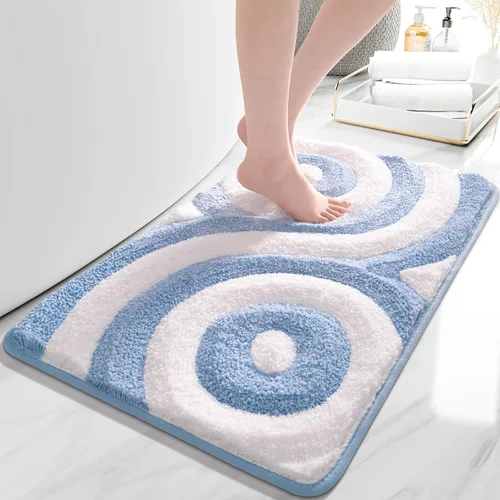 Miniatura 7 de QJHOMO Alfombras de Baño Lindas en Blanco y Negro Antideslizantes Tapete de Baño Decoración de Baño Moderna Estética, Alfombra de Baño Geométrica a