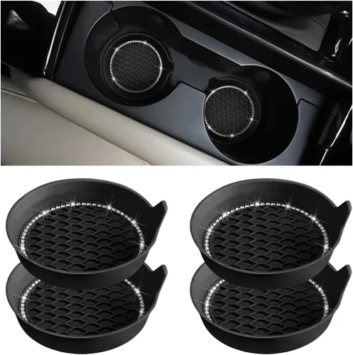 XINLIYA 4 Piezas Posavasos Brillantes para Portavasos de Auto, Posavasos Universales con Inserto de Cristal con Diamantes de Imitación
