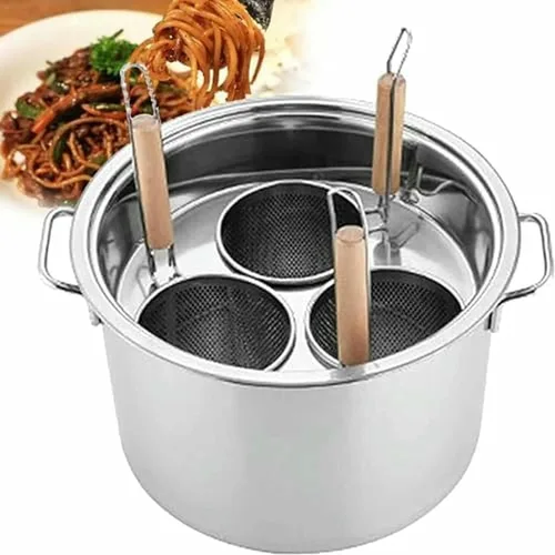 Miniatura 11 de Olla para Pasta De Acero Inoxidable, Juego De Olla para Pasta Con Cesta para Insertar, 4 Agujeros