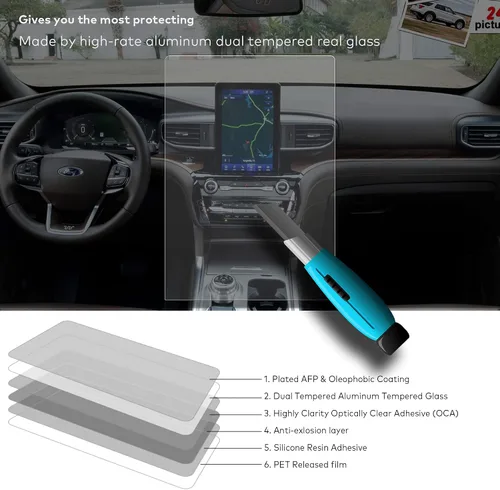 Miniatura 3 de [Antideslumbrante] Protector de pantalla de vidrio templado prémium para Ford Explorer 2020 2021 2022 2023 2024 pantalla táctil de 10.1 pulgadas
