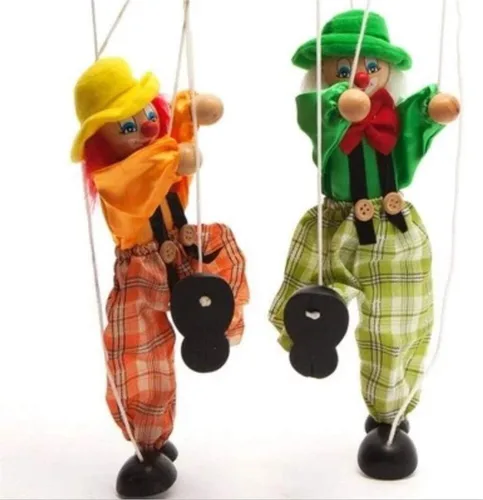 Divertida marioneta de payaso de madera, decoración vintage para familia, hombres, mujeres, juego de marionetas, fiesta
