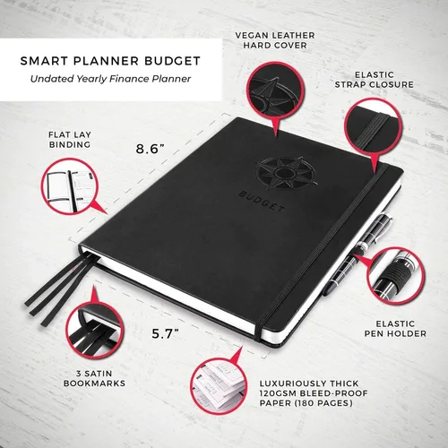 Miniatura 2 de Agenda de presupuesto Smart Planner – Agenda financiera tamaño A5 – Planificador de presupuesto sin fecha 2024-2025 y organizador mensual