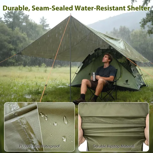 Miniatura 2 de GEERTOP Lona Grande de 17 x 10 pies Impermeable Portátil Mosca de Lluvia para Hamaca Toldo Exterior Lona de Refugio para Mochileros para Acampar