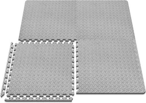 Miniatura 7 de BEAUTYOVO Tapete de ejercicio tipo rompecabezas con 12/24/48 baldosas de espuma entrelazadas para gimnasio, baldosas de espuma EVA de 24'' x 24'' 48