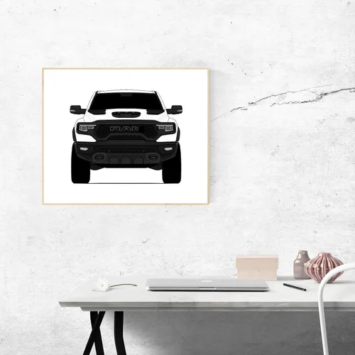 Miniatura 3 de Color personalizable: póster Custom Car Posters hecho a mano compatible con Ram 1500 TRX (2021-presente) 5ª generación, decoración artística