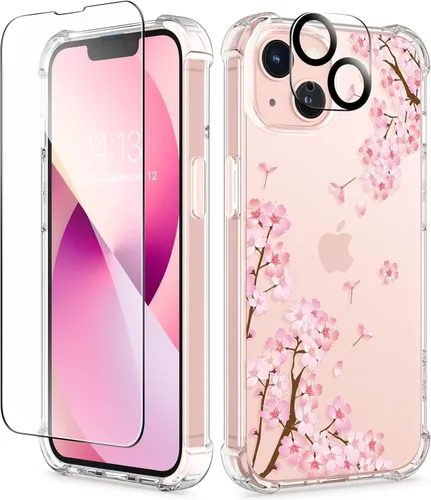 Miniatura 124 de GVIEWIN - Funda floral para iPhone 14 de 6.1 pulgadas, protector de pantalla + protector de lente de cámara, no se amarillenta, a prueba de golpes