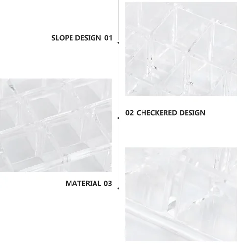 Miniatura 3 de Acrylic Lipstick Organizer Box 24-Grid Makeup Holder Multigrid Cosmetic Display Case Desktop Storage for Lip Gloss and Nail Polish