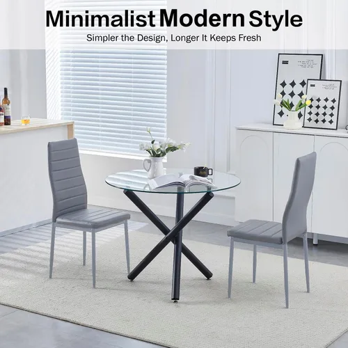 Miniatura 4 de Juego de sillas de comedor para cocina, sillas modernas de metal con asiento acolchado de piel sintética, respaldo alto y sillas de patas cromadas
