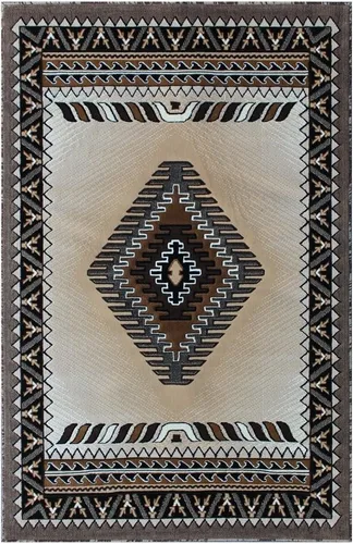 Miniatura 40 de Kingdom South West - Alfombra ovalada de nativos americanos, diseño bereber beige, D143 (3 pies x 4 pies 7 pulgadas, ovalada)