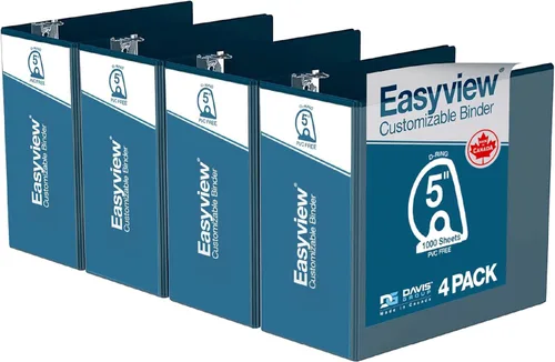 Miniatura 22 de Easyview - Carpetas prémium de 3 anillas con cubiertas transparentes y anillos en D, carpetas para escuela u oficina, 5 pulgadas, paquete de 4
