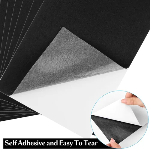 Miniatura 3 de CHRORINE 10 hojas de tela de fieltro negro autoadhesivas de 8 x 12 pulgadas, papel de fieltro para suministros de arte y manualidades.