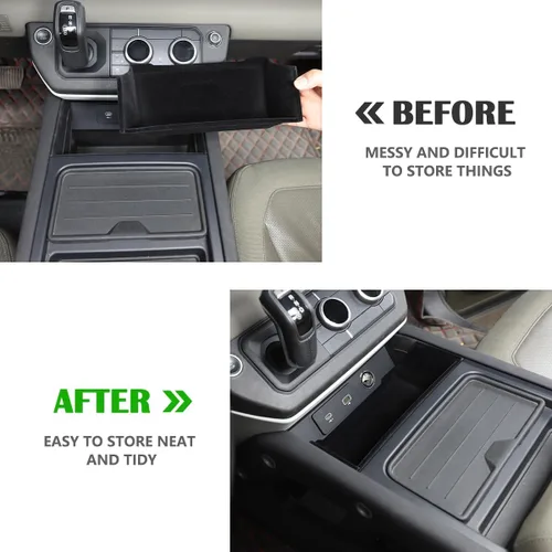 Miniatura 2 de YIWANG Para Land Rover Defender 90 110 2020-2022 Car Styling ABS negro caja de almacenamiento central de coche caja de teléfono Accesorios de coche